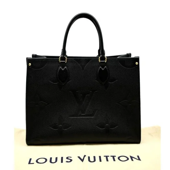 LOUIS VUITTON  Onthego MM Giant Monogram Empreinte Leather Tote Bag Black - Picture 4 of 12